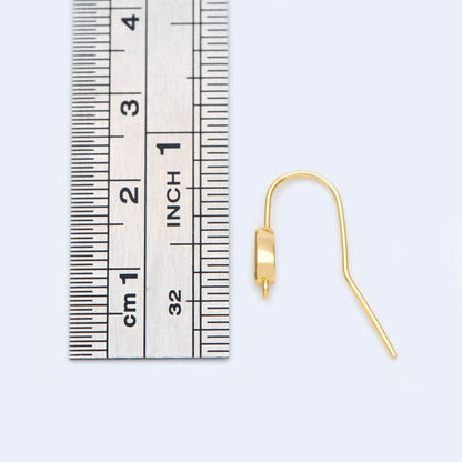 10pcs Gold Plated Teardrop Earring Hooks: CZ Pave Brass Earwires, 22mm (GB-1125-C)