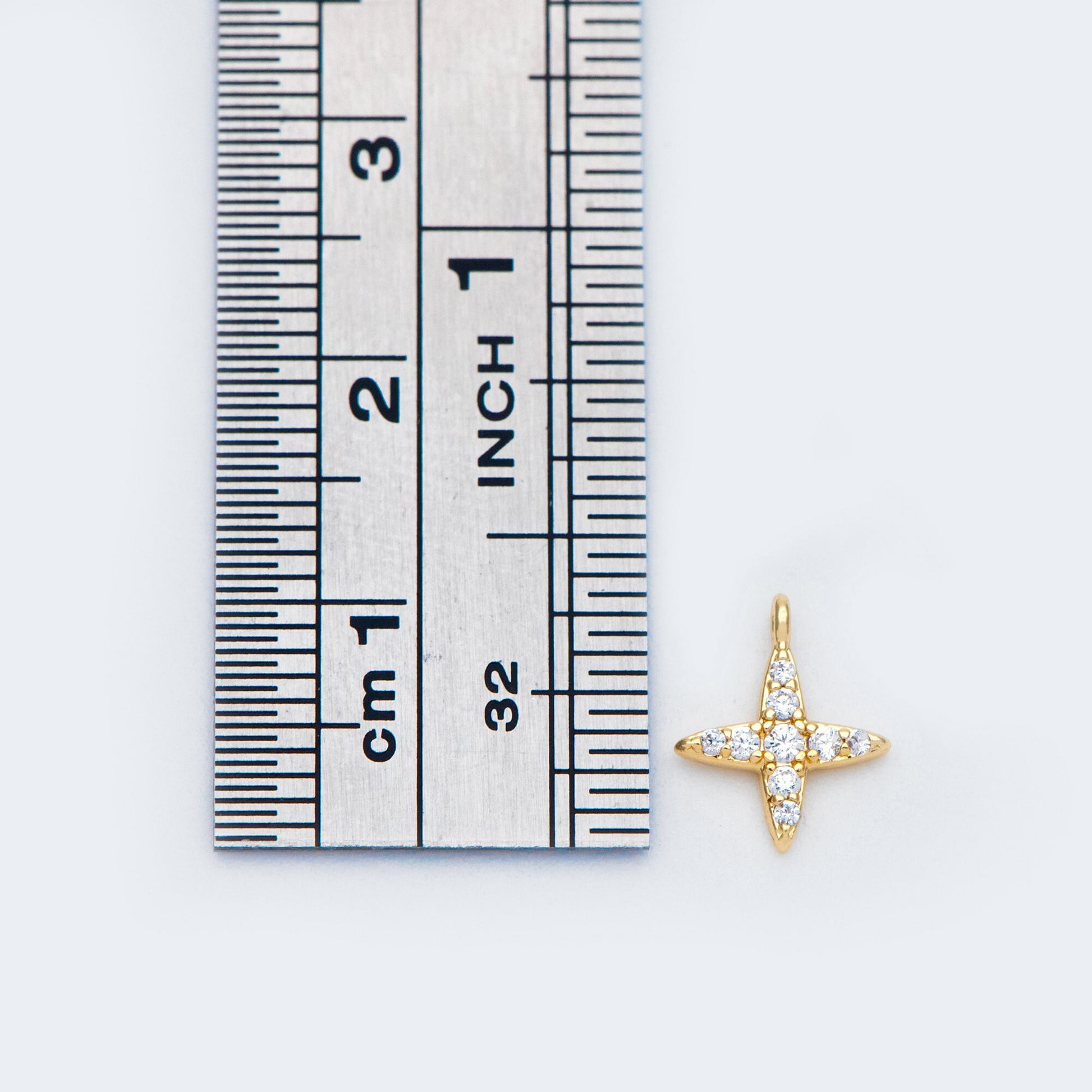 10pcs CZ Pave Gold / Silver Tone Cross Charms 10x8.5mm, 18K Gold/ rhodium plated Brass (GB-924-A)