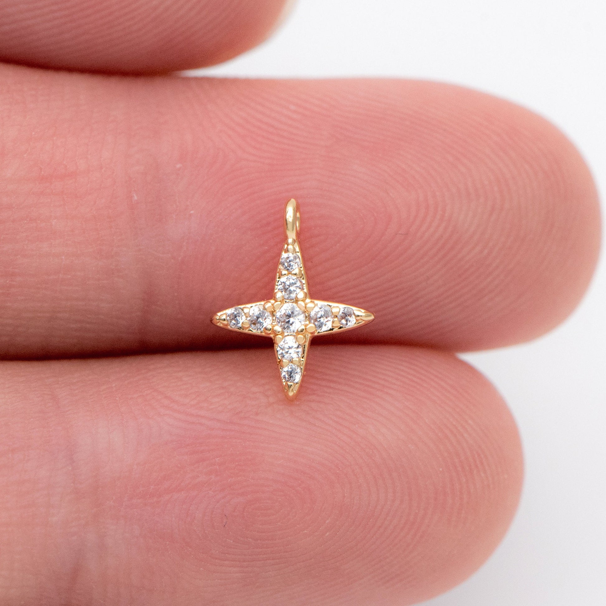 10pcs CZ Pave Gold / Silver Tone Cross Charms 10x8.5mm, 18K Gold/ rhodium plated Brass (GB-924-A)