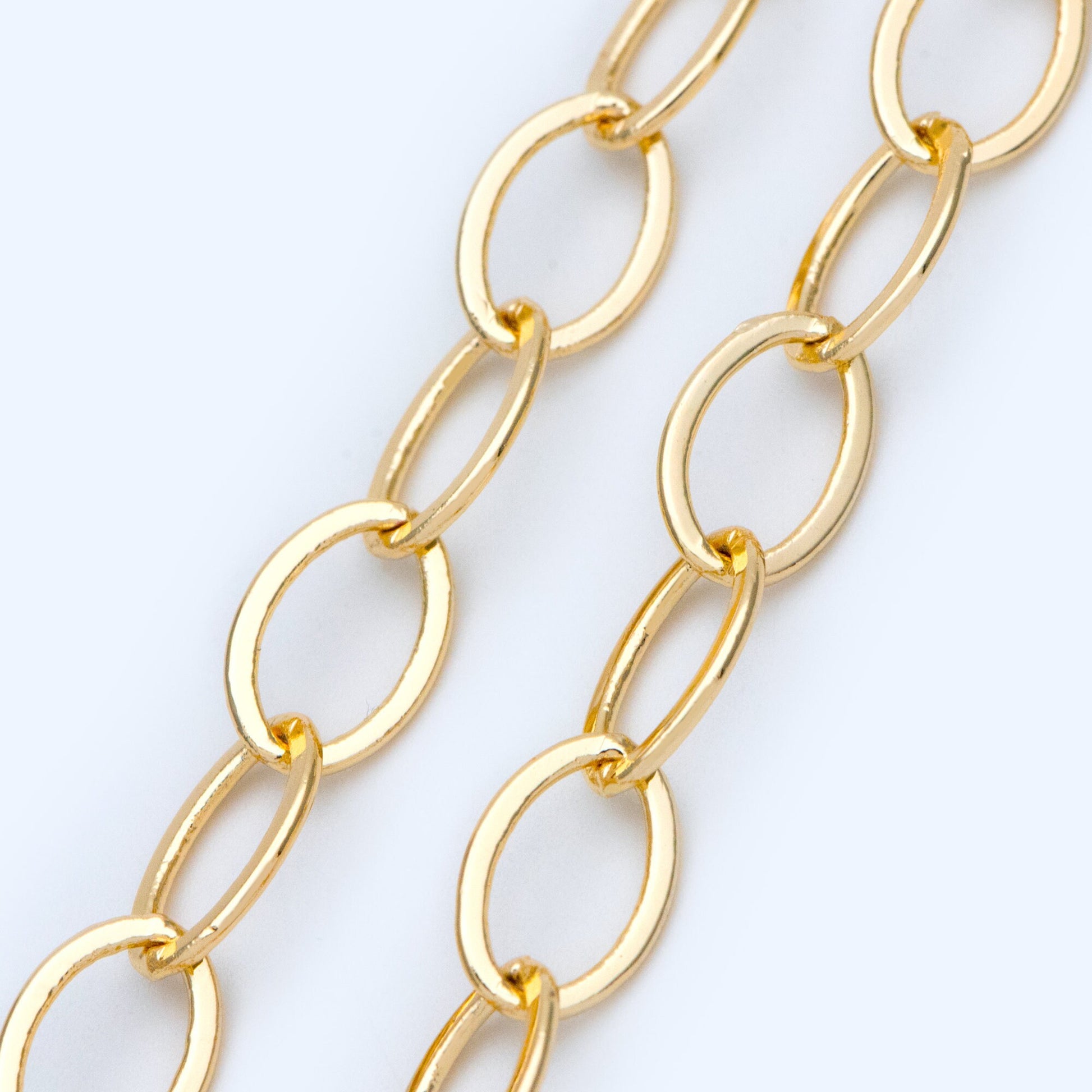 Gold plated Brass Oval Chains, Link Size 8.5x12mm, Cable Chain Findings Wholesale (#LK-351)/ 1 Meter=3.3 ft