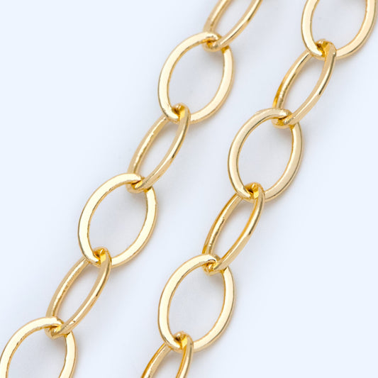 Gold plated Brass Oval Chains, Link Size 8.5x12mm, Cable Chain Findings Wholesale (#LK-351)/ 1 Meter=3.3 ft
