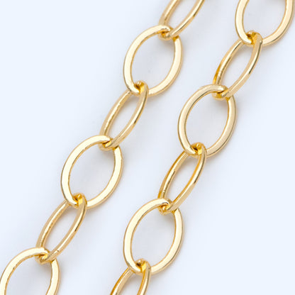 Gold plated Brass Oval Chains, Link Size 8.5x12mm, Cable Chain Findings Wholesale (#LK-351)/ 1 Meter=3.3 ft