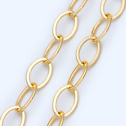 Gold plated Brass Oval Chains, Link Size 8.5x12mm, Cable Chain Findings Wholesale (#LK-351)/ 1 Meter=3.3 ft