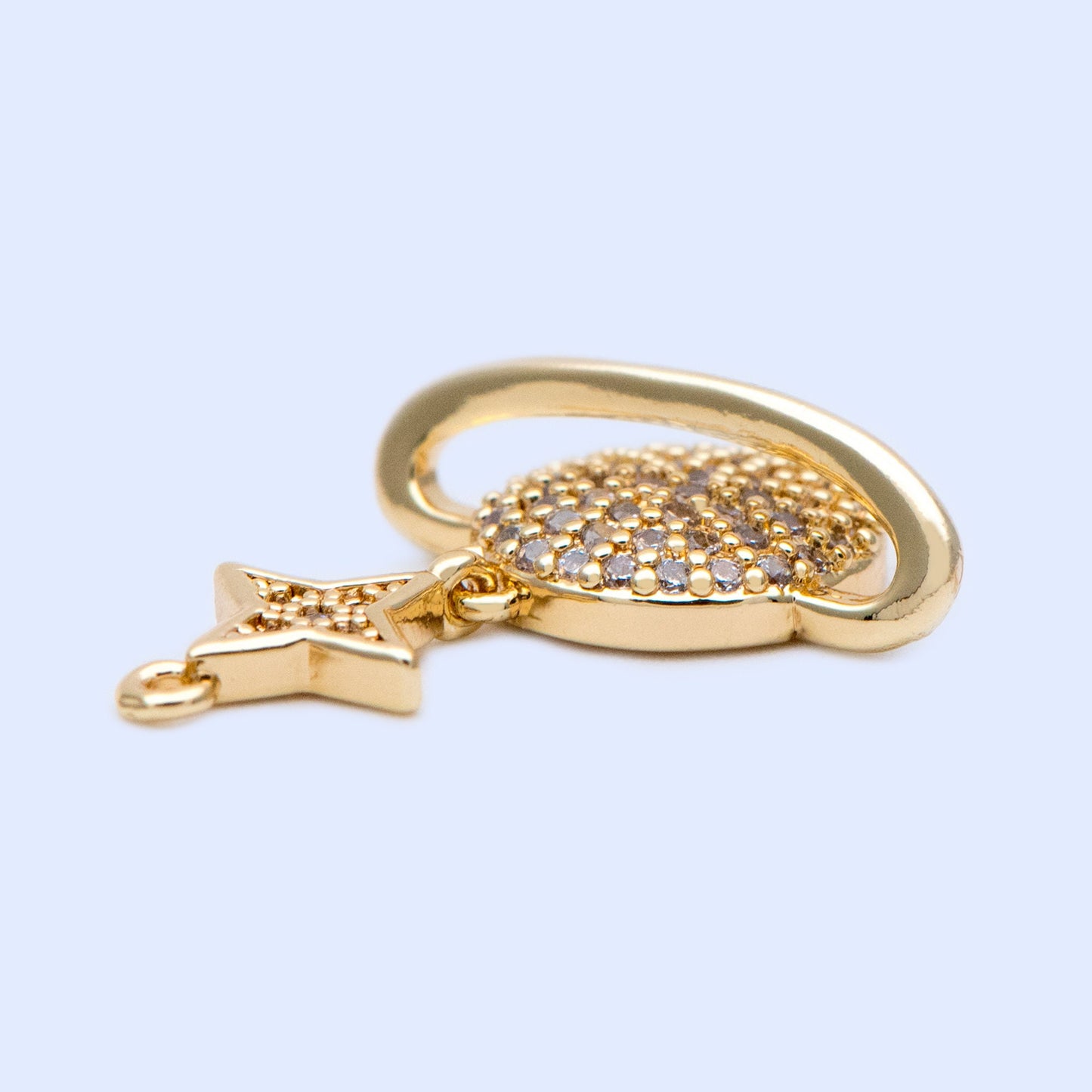 4pcs CZ Pave Gold Star and Saturn Charms 23x18mm, 18K Gold plated Brass, Saturn Pendants (GB-1173-B)