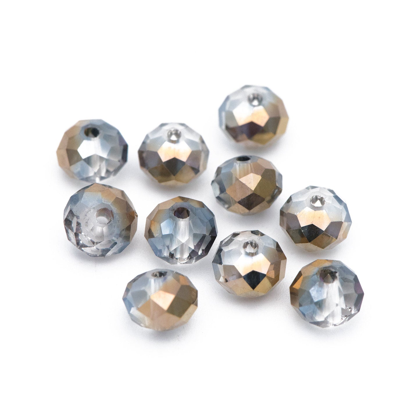 65 beads- Faceted Glass Crystal Rondelle Beads Rose& Gold 6x8mm -BZ0852