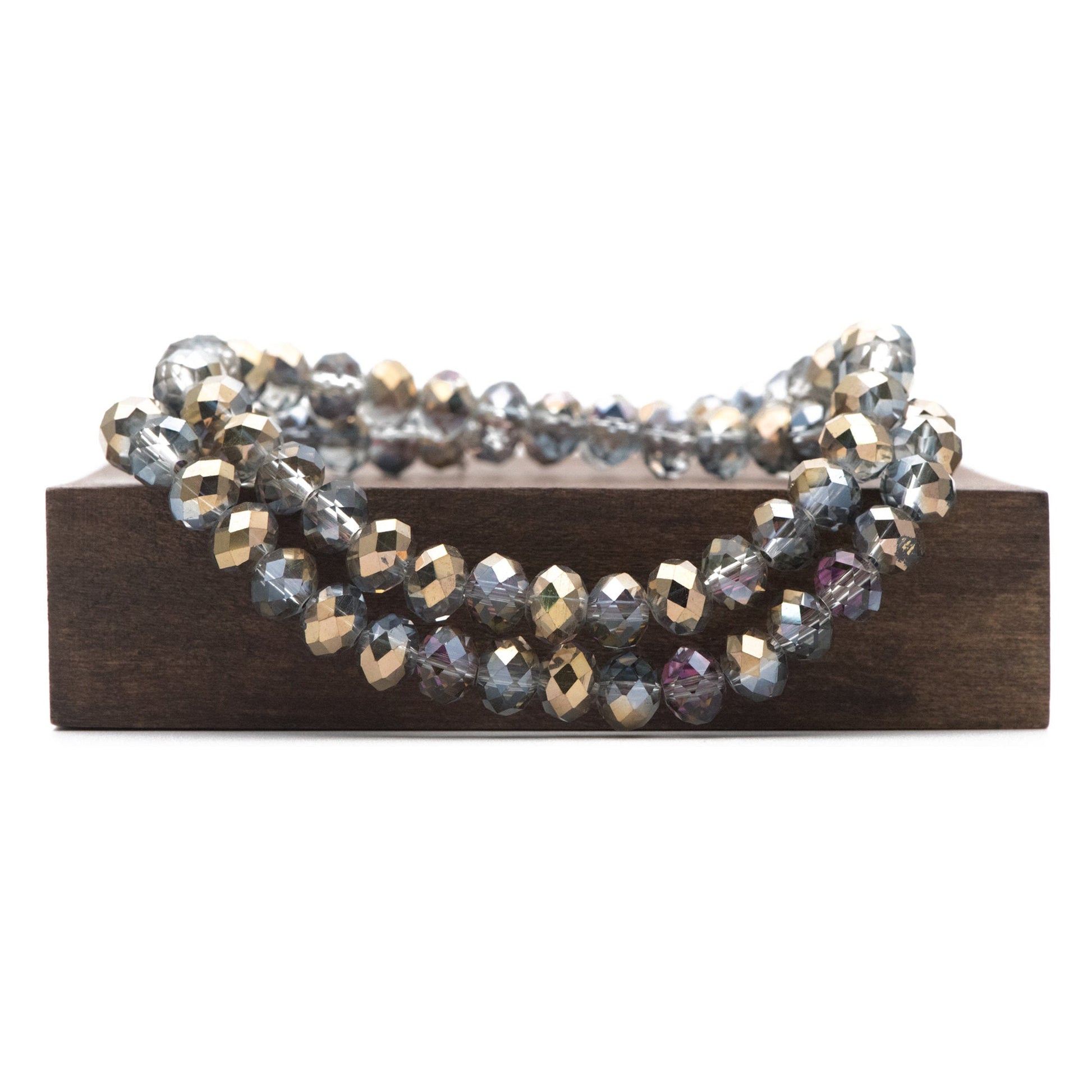 65 beads- Faceted Glass Crystal Rondelle Beads Rose& Gold 6x8mm -BZ0852