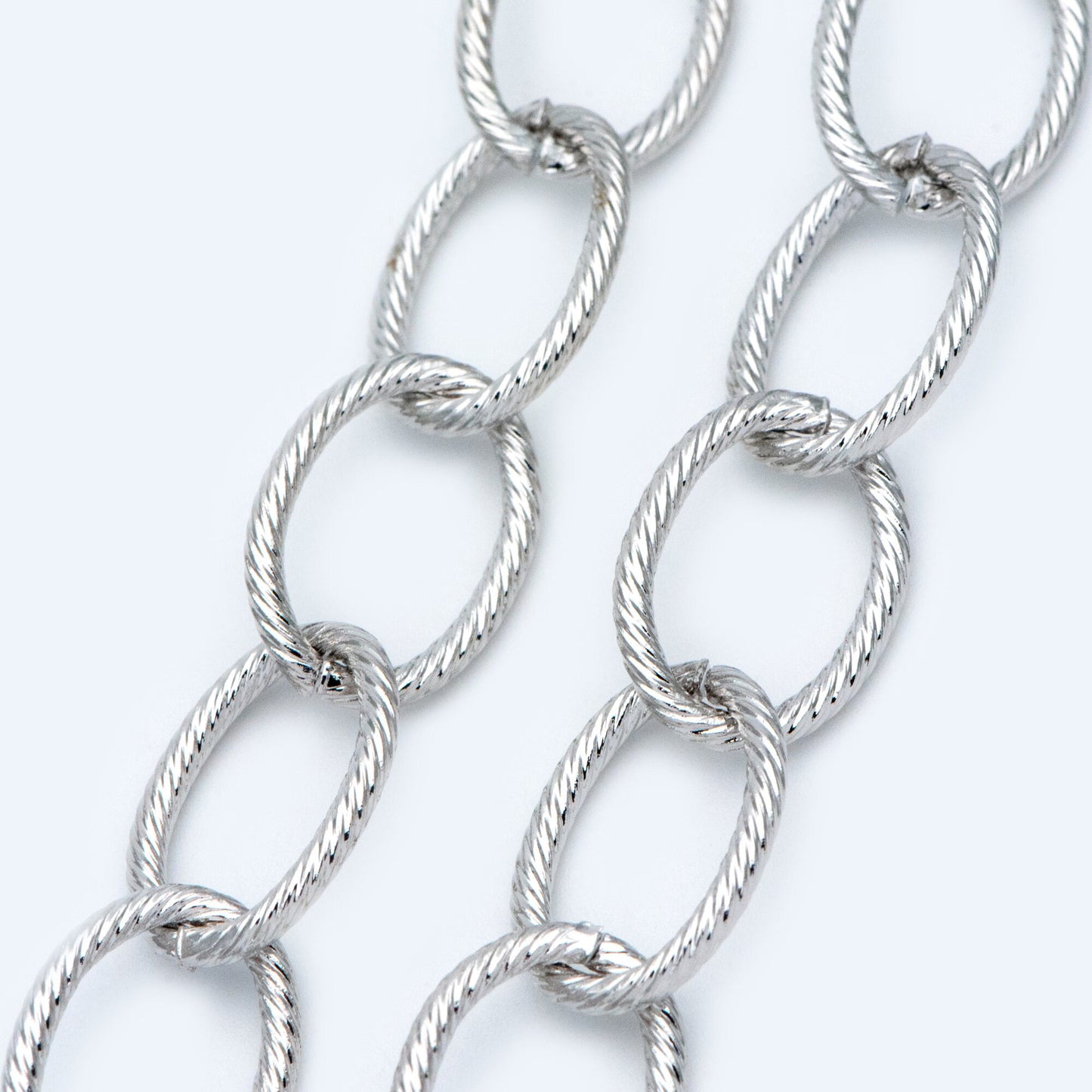 Silver Color plated Iron Cable Chain, Oval Link 15x20mm Large (#LK-374-2)/ 1 Meter=3.3 ft