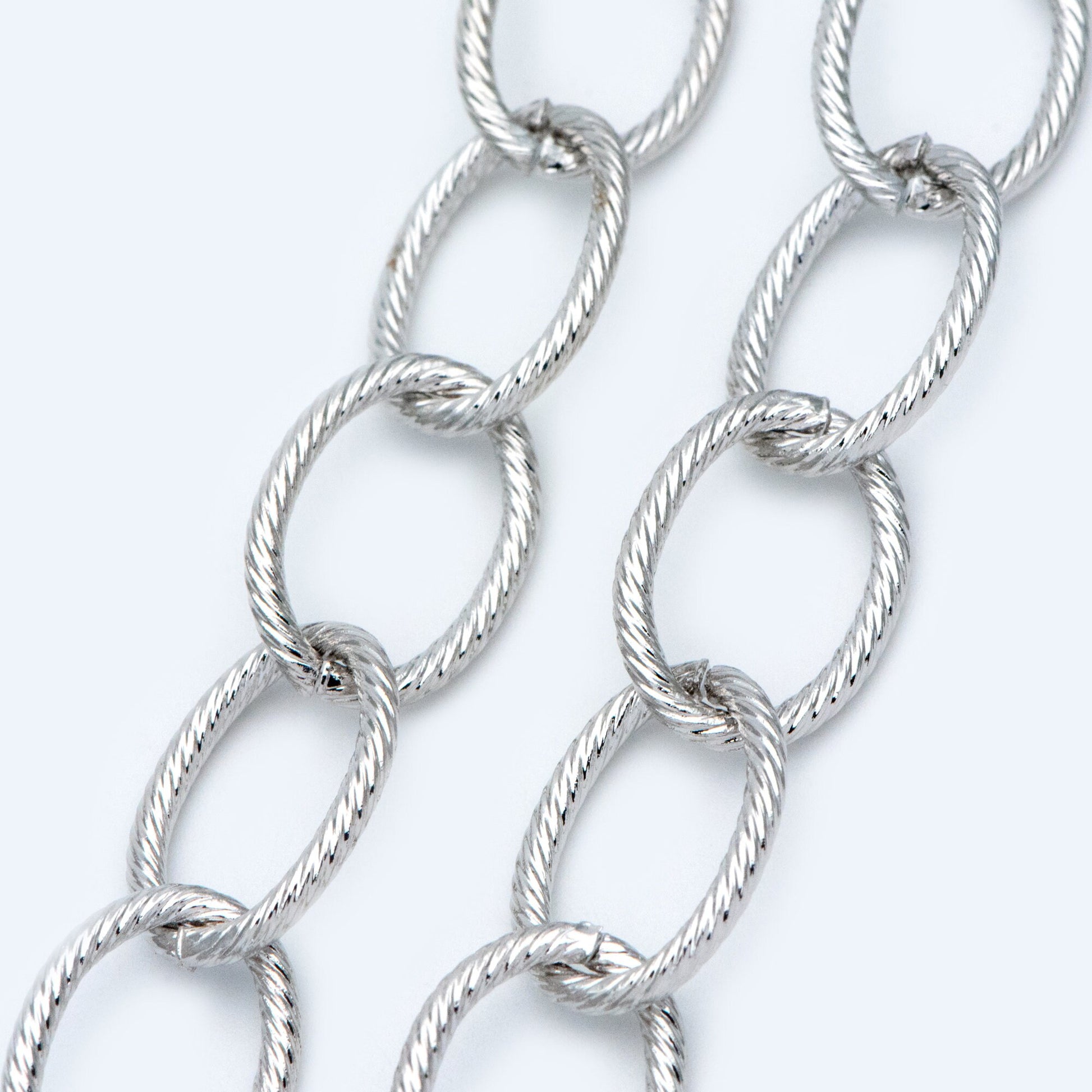 Silver Color plated Iron Cable Chain, Oval Link 15x20mm Large (#LK-374-2)/ 1 Meter=3.3 ft