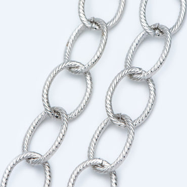 Silver Color plated Iron Cable Chain, Oval Link 15x20mm Large (#LK-374-2)/ 1 Meter=3.3 ft