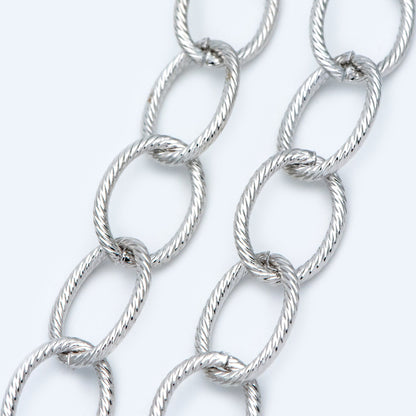 Silver Color plated Iron Cable Chain, Oval Link 15x20mm Large (#LK-374-2)/ 1 Meter=3.3 ft