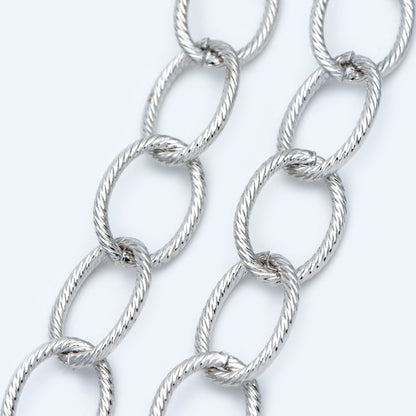Silver Color plated Iron Cable Chain, Oval Link 15x20mm Large (#LK-374-2)/ 1 Meter=3.3 ft