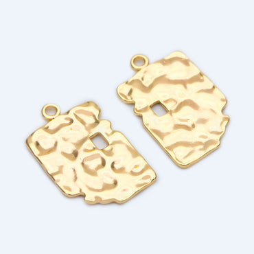 10pcs Gold plated Brass Irregular Charms, Gold Hammered Pendants 23x15mm (GB-1284)
