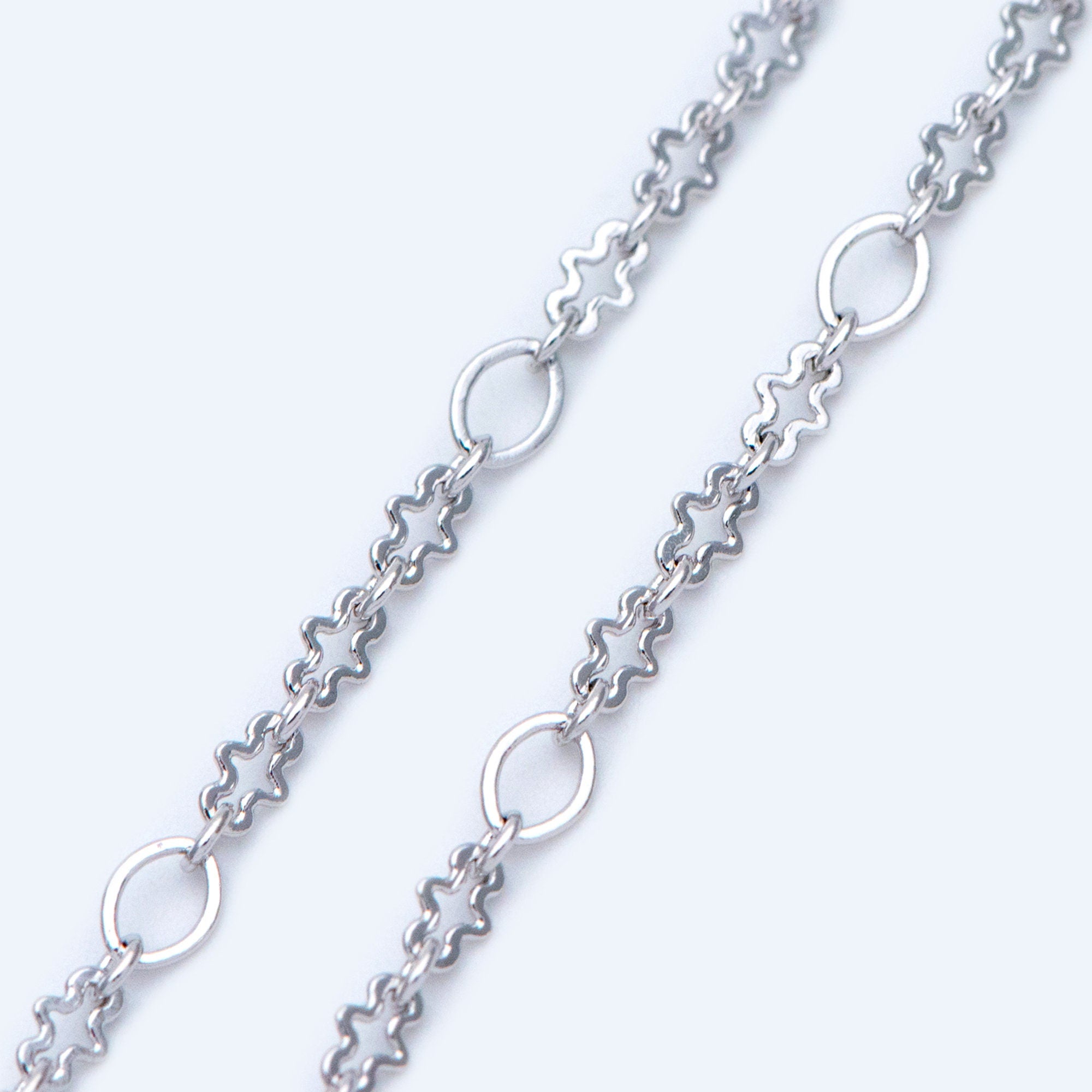 Rhodium plated Brass Link Chains 3mm (#LK-241-2)/ 1 Meter=3.3 ft