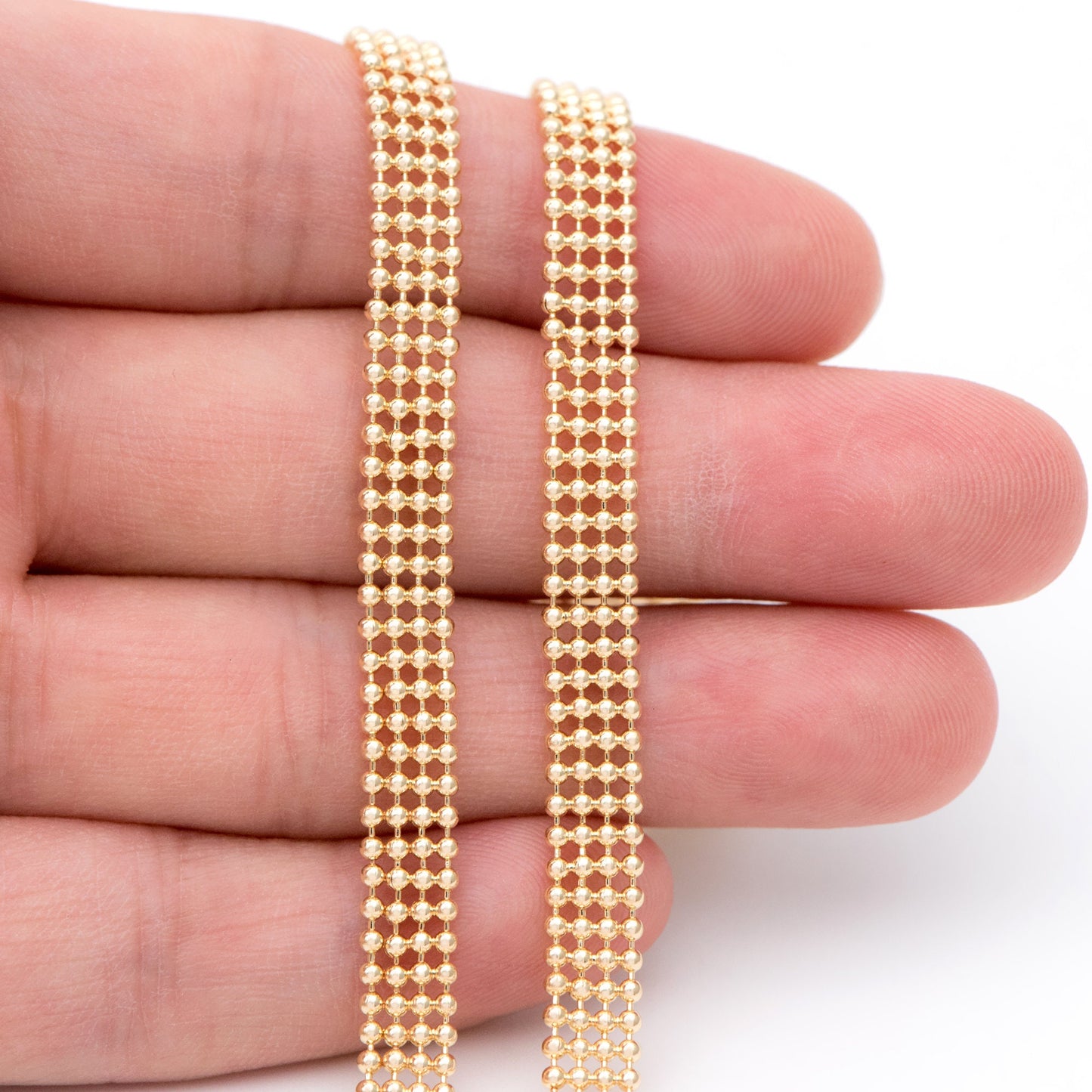 Gold/ Silver tone Multi Strand Ball Chains, Gold/ Rhodium plated Brass Beaded Chain Wholesale (#LK-233)/ 1 Meter=3.3 ft