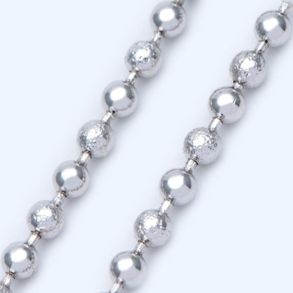 Silver tone Ball Chains 2.5mm, Matte/ Smooth Round Beaded Chain, Necklace Chain Wholesale (#LK-236-2)/ 1 Meter=3.3 ft