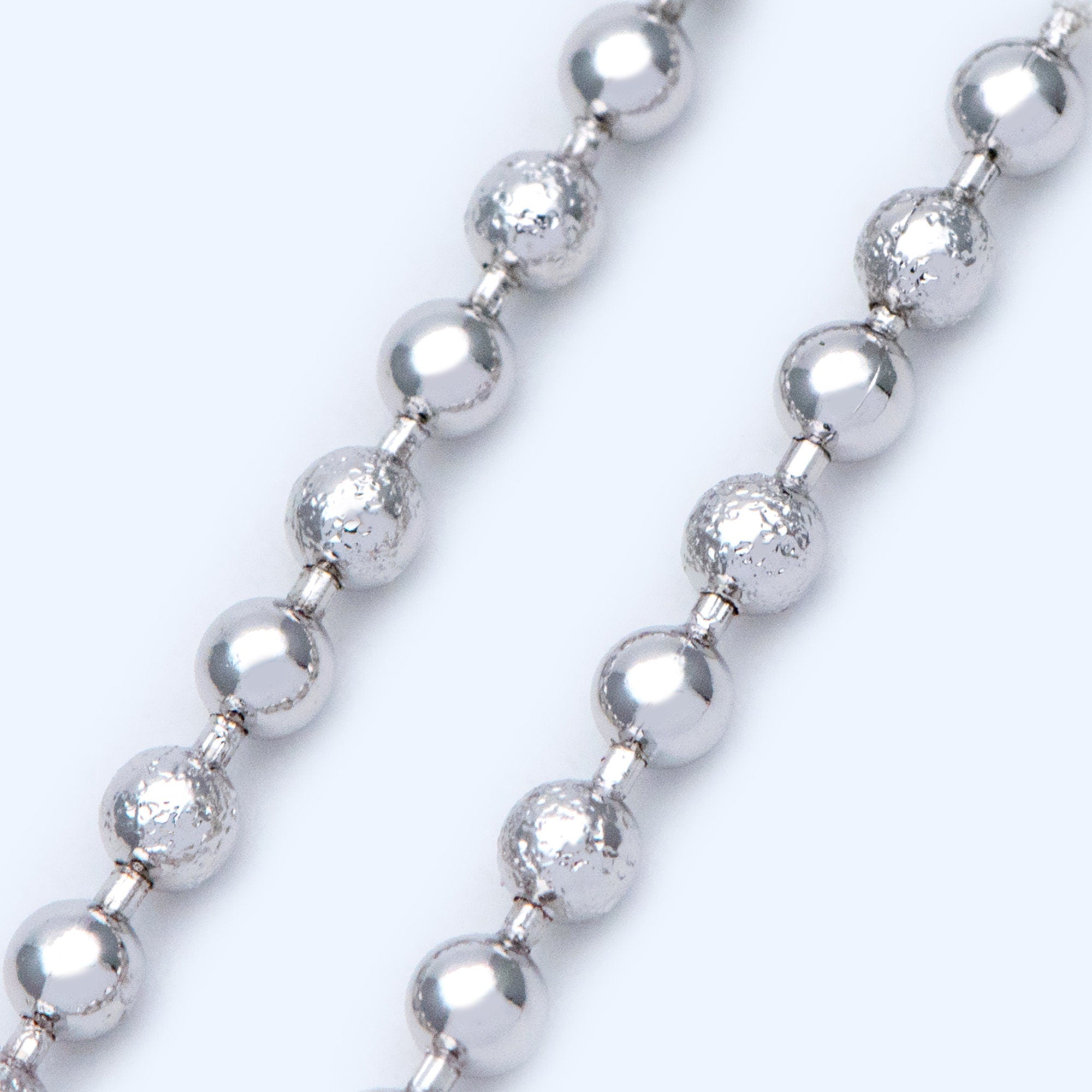 Silver tone Ball Chains 2.5mm, Matte/ Smooth Round Beaded Chain, Necklace Chain Wholesale (#LK-236-2)/ 1 Meter=3.3 ft