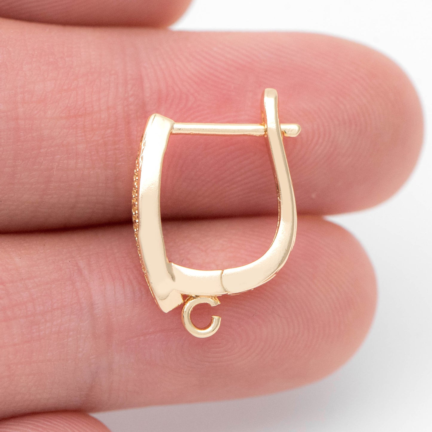 4pcs CZ Pave Gold Click-in Style Lever Back Earring Wires with Open Jump Ring,Earring Findings (GB-3904-F)