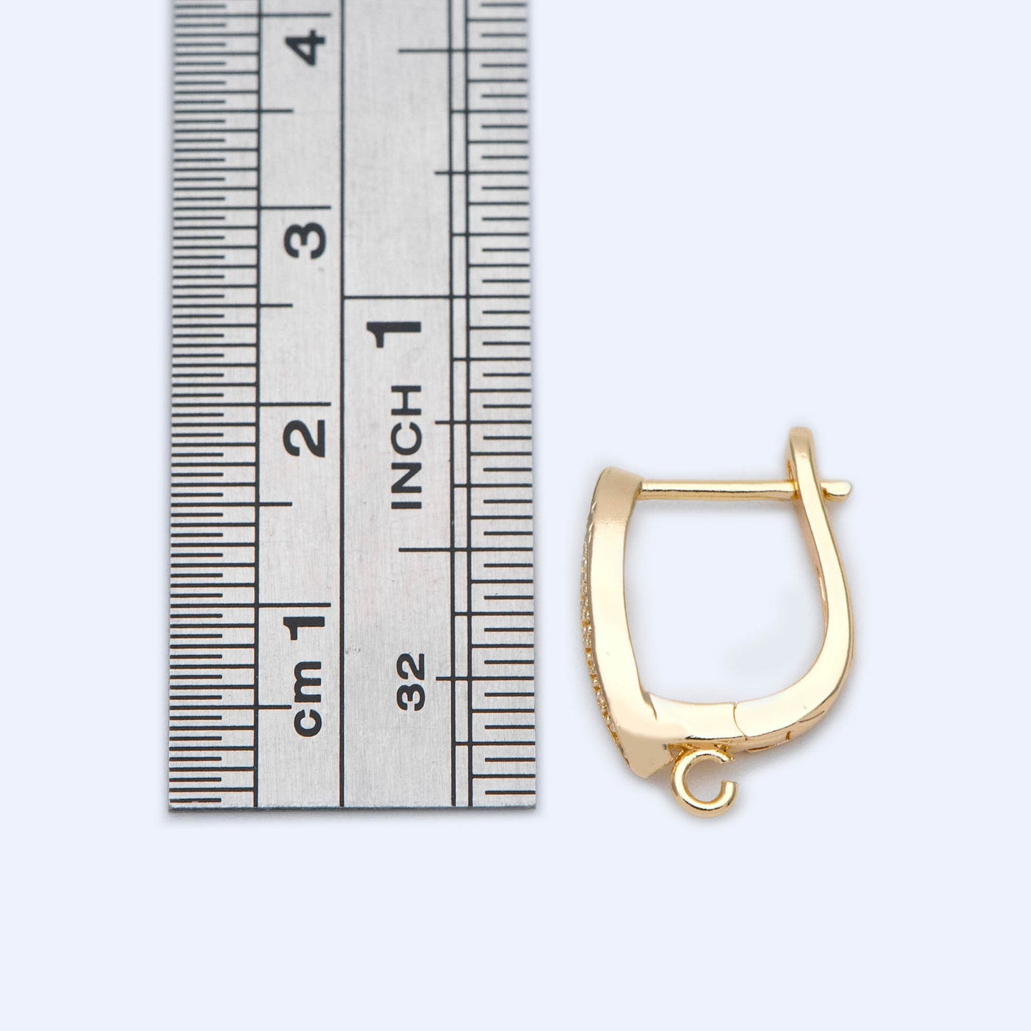 4pcs CZ Pave Gold Click-in Style Lever Back Earring Wires with Open Jump Ring,Earring Findings (GB-3904-F)