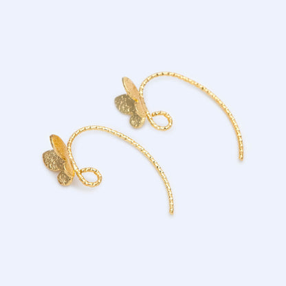 10pcs Gold plated Brass butterfly Ear Hooks, Simple Earwires Earring Components (GB-1202)