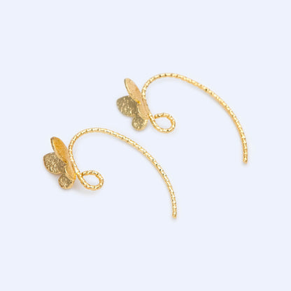 10pcs Gold plated Brass butterfly Ear Hooks, Simple Earwires Earring Components (GB-1202)
