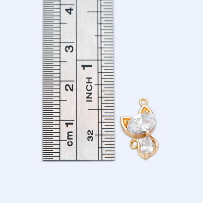 4pcs Shiny Gold Cat Pendant,15x9mm,Cat Necklace, Cz Charm, Cat Charm, Cat Medallion, Gold Plated Findings(GB-2074-D)