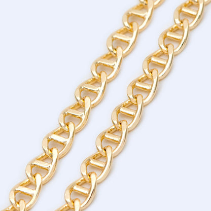 Gold plated Brass Oval Chain 4mm, Jewelry Necklace Chain, Bulk Chain Wholesale (#LK-352)/ 1 Meter=3.3 ft