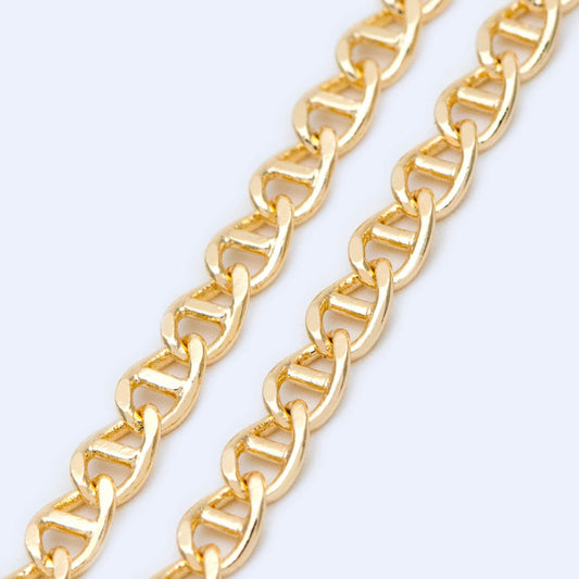 Gold plated Brass Oval Chain 4mm, Jewelry Necklace Chain, Bulk Chain Wholesale (#LK-352)/ 1 Meter=3.3 ft