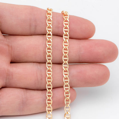 Gold plated Brass Oval Chain 4mm, Jewelry Necklace Chain, Bulk Chain Wholesale (#LK-352)/ 1 Meter=3.3 ft