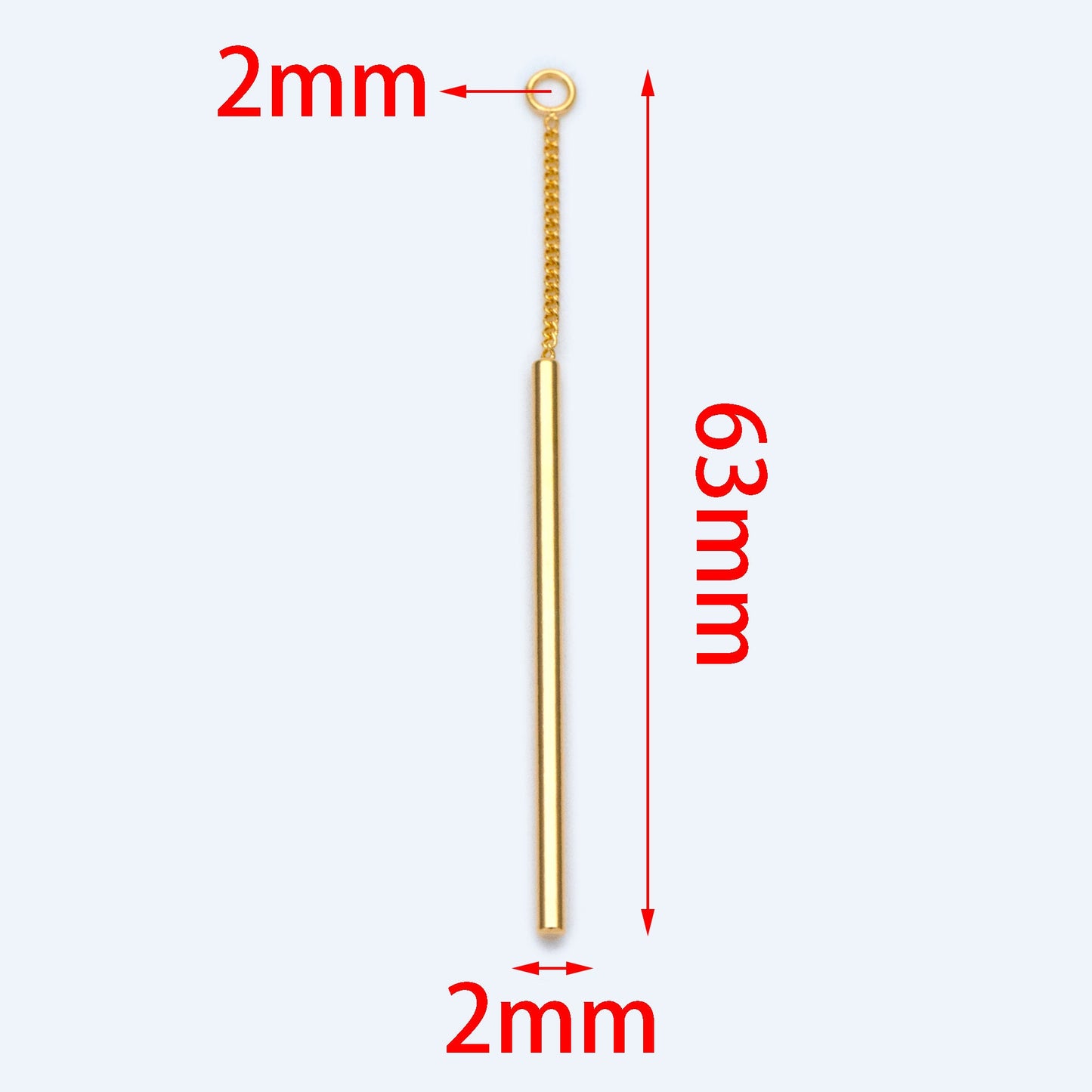 10pcs Long Bar Charms 63mm, Gold/ Rhodium plated Brass Stick Pendants (GB-1279-D)