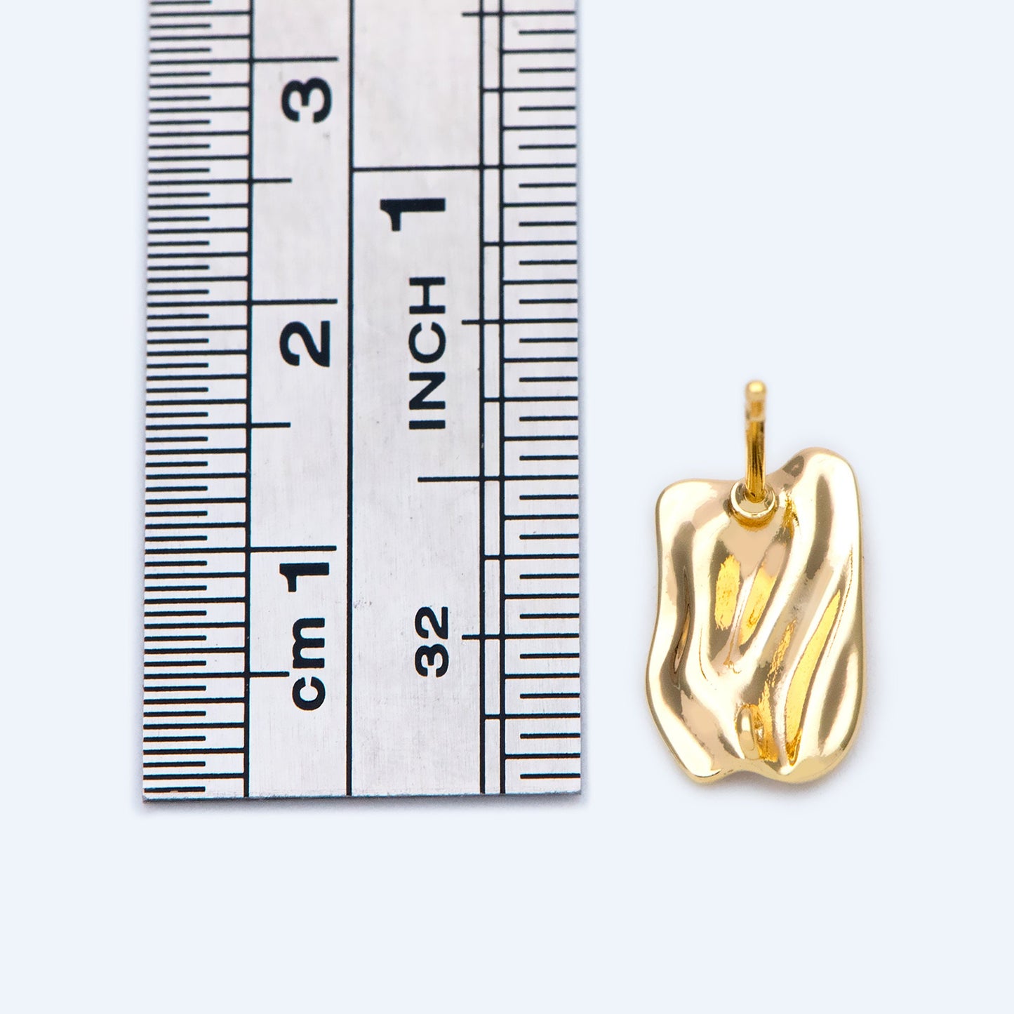 10pcs Gold Waved Rectangle Earring with Loop, 13x8.5mm, 18K Gold plated Brass, Geometric Stud Earring Components (GB-1296)