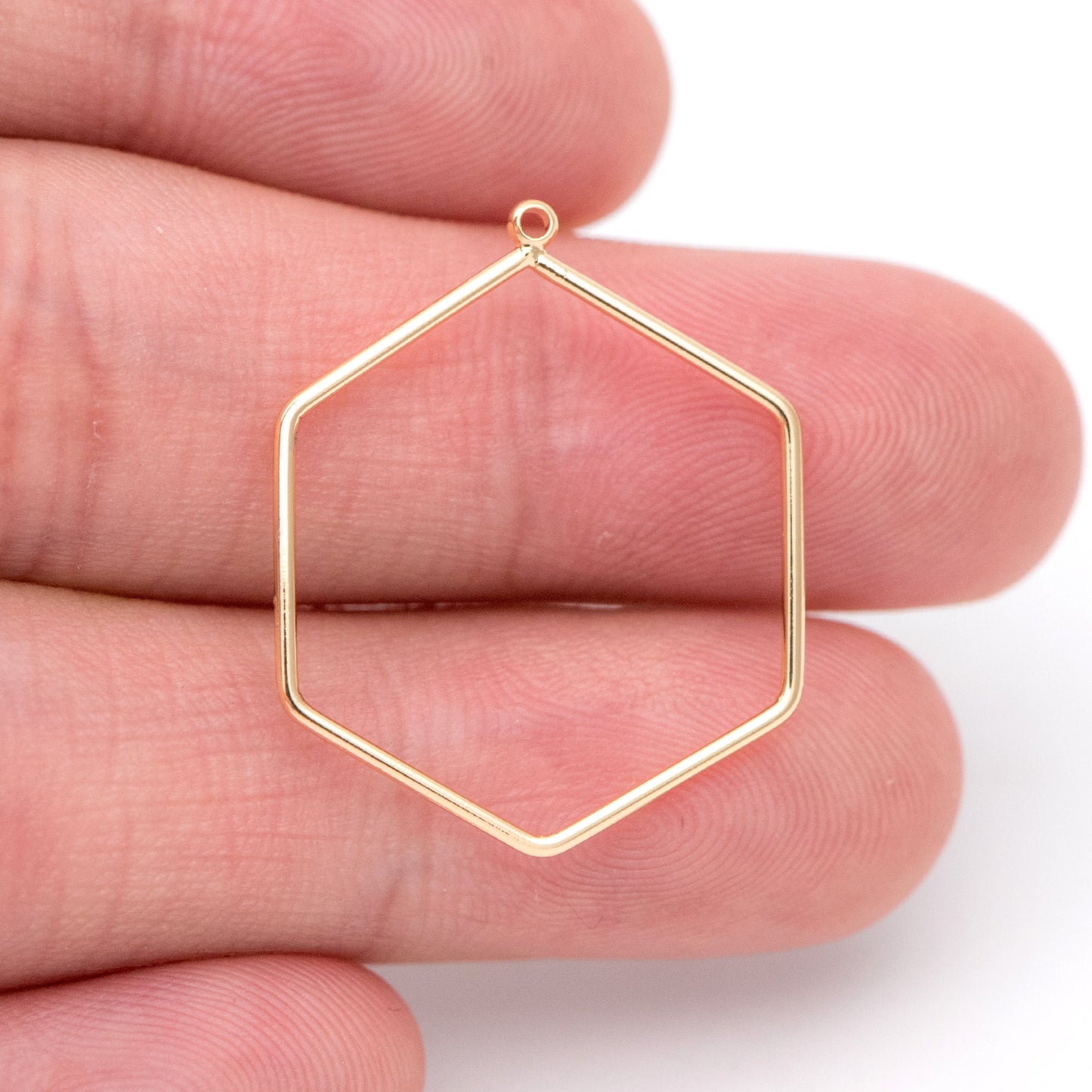 10pcs Gold hexagon wire Charms 26x21mm, 18K Gold plated Brass, Geometric Hoop Pendants (GB-368-A)