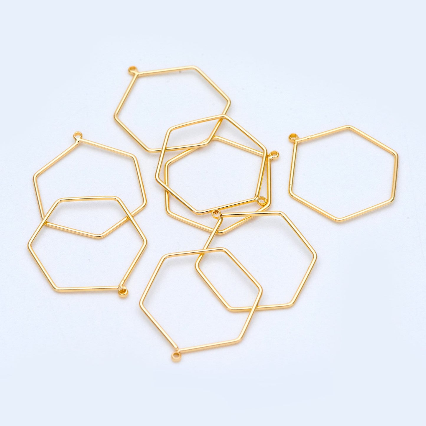 10pcs Gold hexagon wire Charms 26x21mm, 18K Gold plated Brass, Geometric Hoop Pendants (GB-368-A)