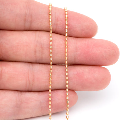 Gold/ Silver tone Ball Chains 1.5mm, Gold/ Rhodium plated Brass, DIY Necklace Chain Wholesale (#LK-229)/ 1 Meter=3.3 ft