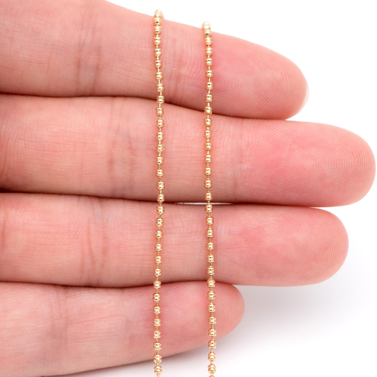Gold/ Silver tone Ball Chains 1.5mm, Gold/ Rhodium plated Brass, DIY Necklace Chain Wholesale (#LK-229)/ 1 Meter=3.3 ft