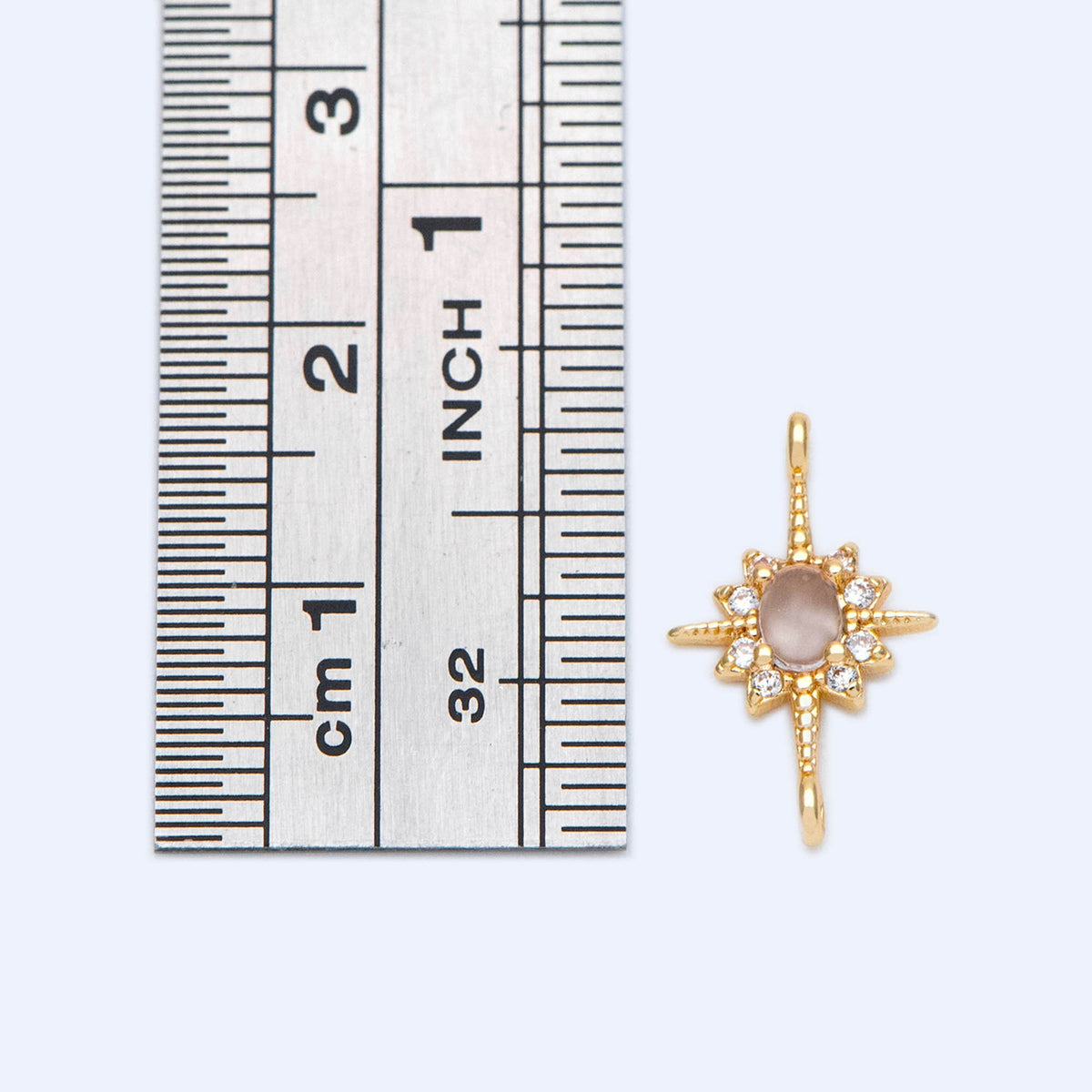 4pcs Gold North Star Connector 16x10mm, Clear Gemstone Pave Star charm Pendant (GB-3231-E)