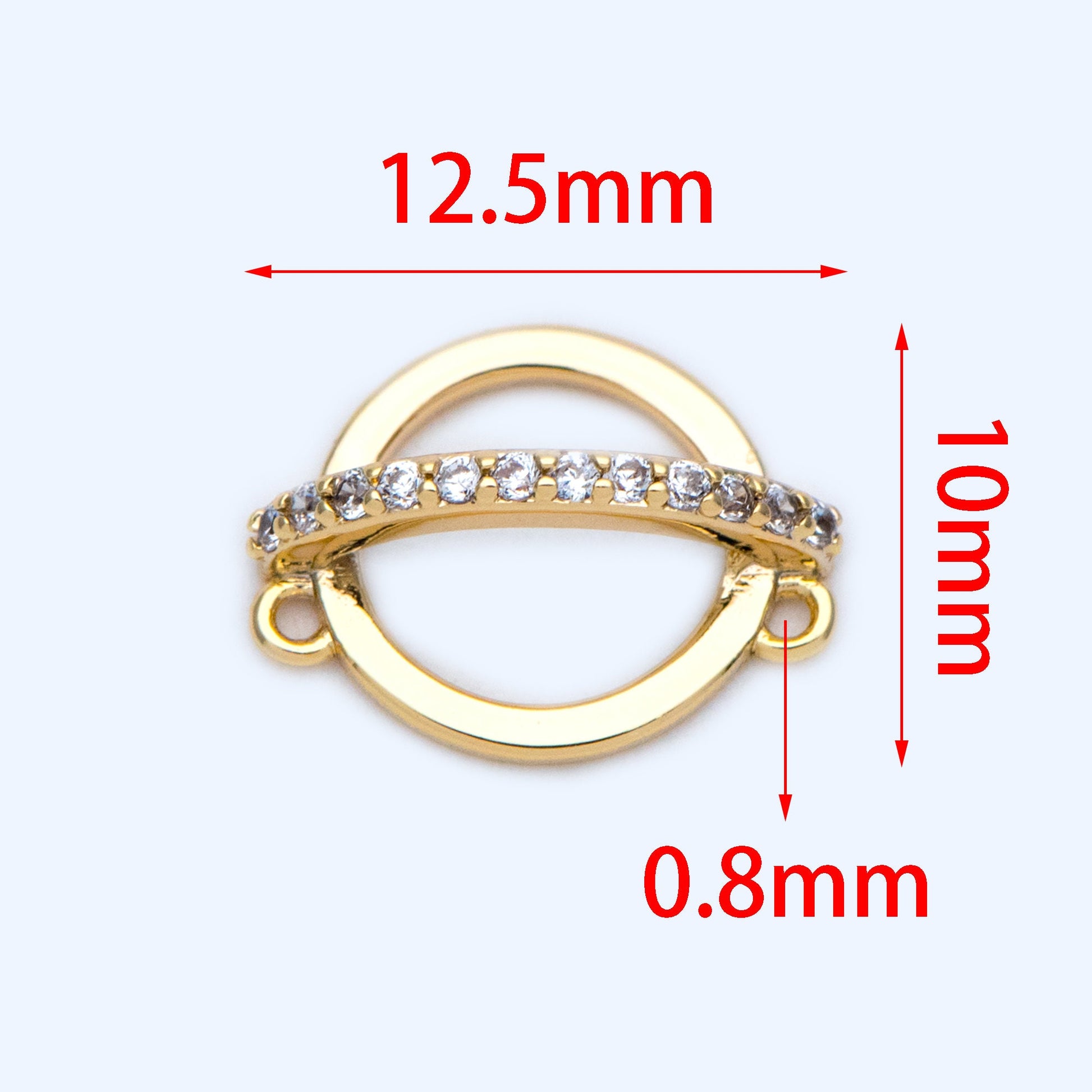 4 pieces CZ pave Gold Circle Charm Connectors 10mm (GB-1221)