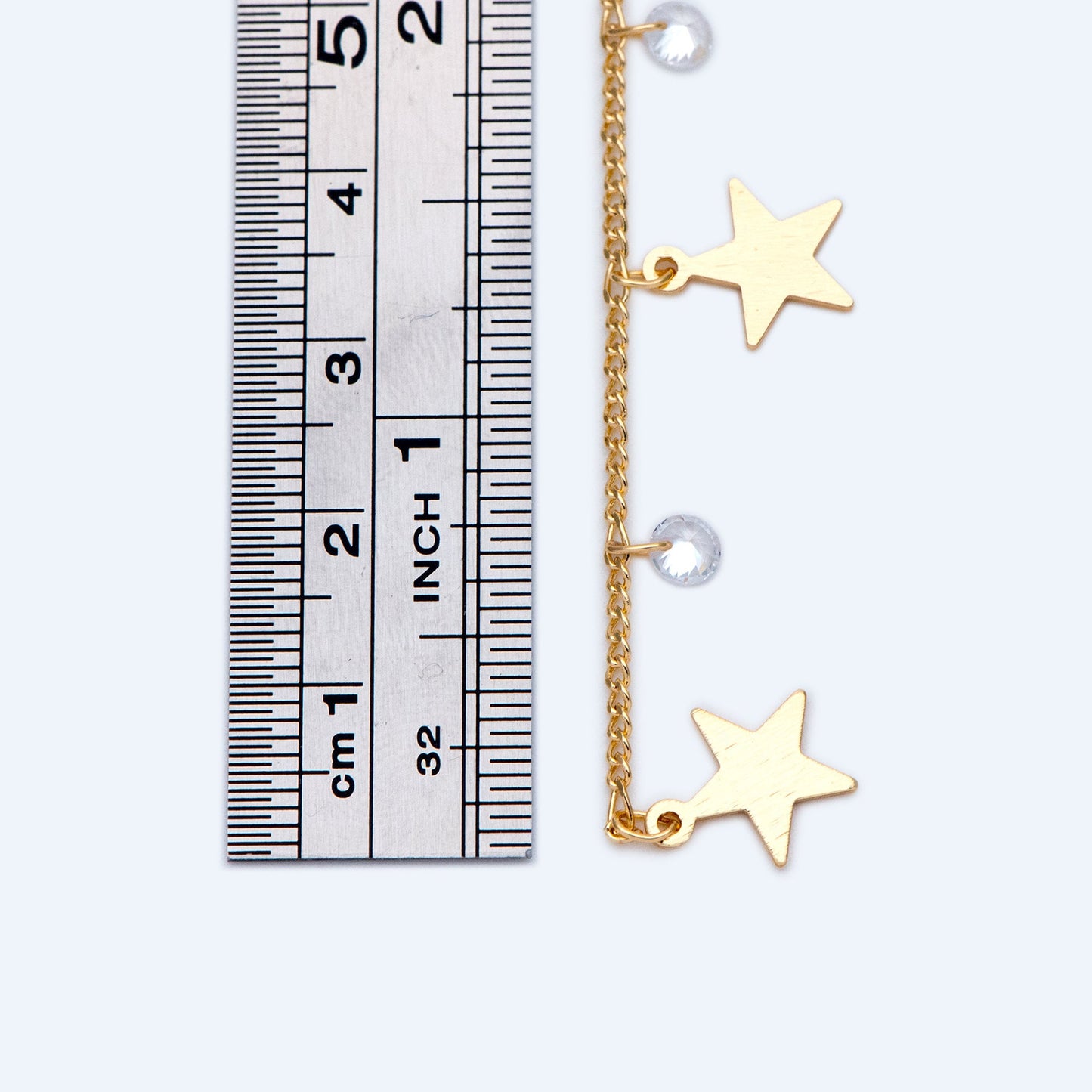 Gold Chain with Star and CZ Charms, 18K Gold plated Brass Curb Chain, Quality Chain for Jewelry Wholesale (#LK-219-1)/ 1 Meter=3.3ft