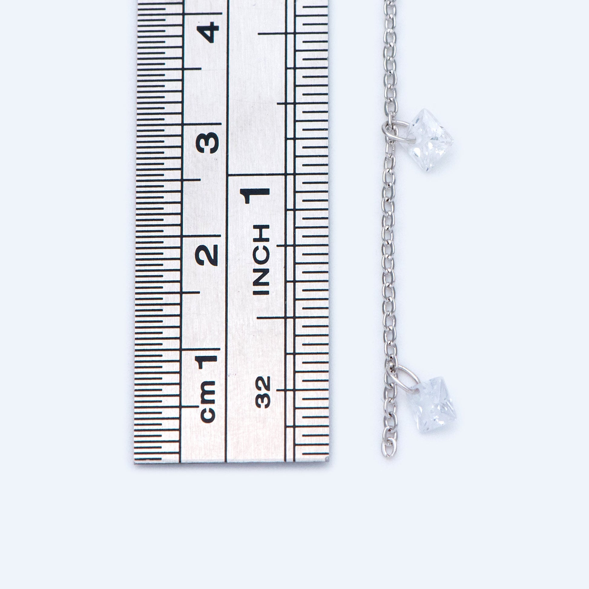 Gold/ Silver tone Beaded Chains, Gold/ Rhodium plated Brass Chain with CZ Beads 4mm (#LK-192)/ 1 Meter=3.3 ft