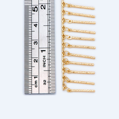 Gold/ Rhodium plated Brass Beaded Chains, Link Chain with 15mm Stick Bar Beads (#LK-194)/ 1 meter=3.3 feet