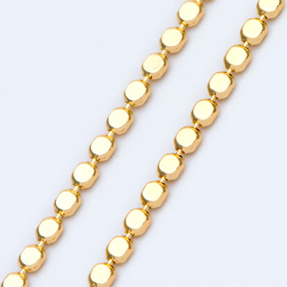 Gold plated Brass Beaded Chains 2mm, Craft Jewelry Chain (#LK-198)/ 1 Meter=3.3 ft
