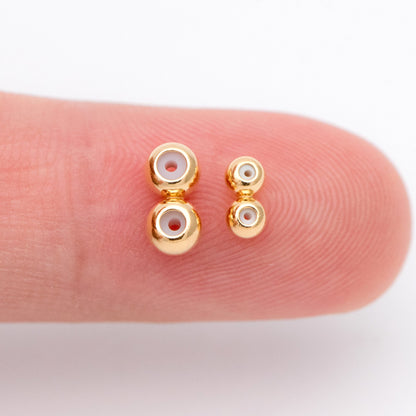 10pcs Chain Stopper, 3/ 4mm Double Beads Grip Slide Holder, Silicone Grip Slider Bead, Necklace Length Controller, Earrings Stopper(GB-1238)