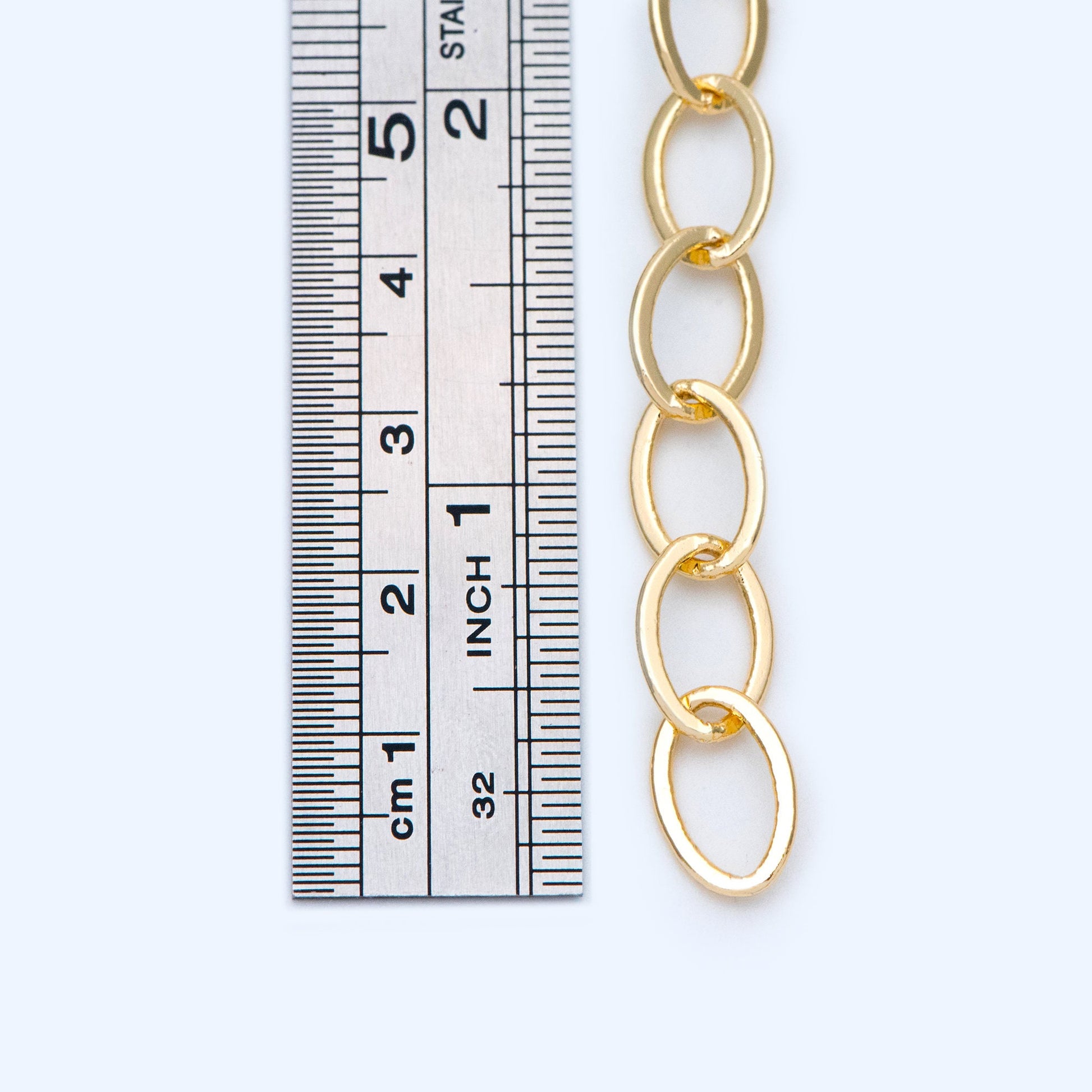 Gold plated Brass Oval Chains, Link Size 8.5x12mm, Cable Chain Findings Wholesale (#LK-351)/ 1 Meter=3.3 ft