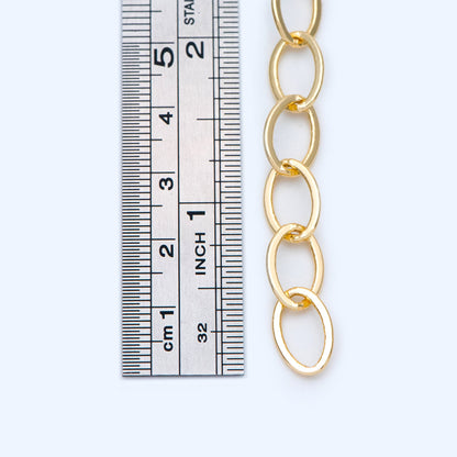Gold plated Brass Oval Chains, Link Size 8.5x12mm, Cable Chain Findings Wholesale (#LK-351)/ 1 Meter=3.3 ft