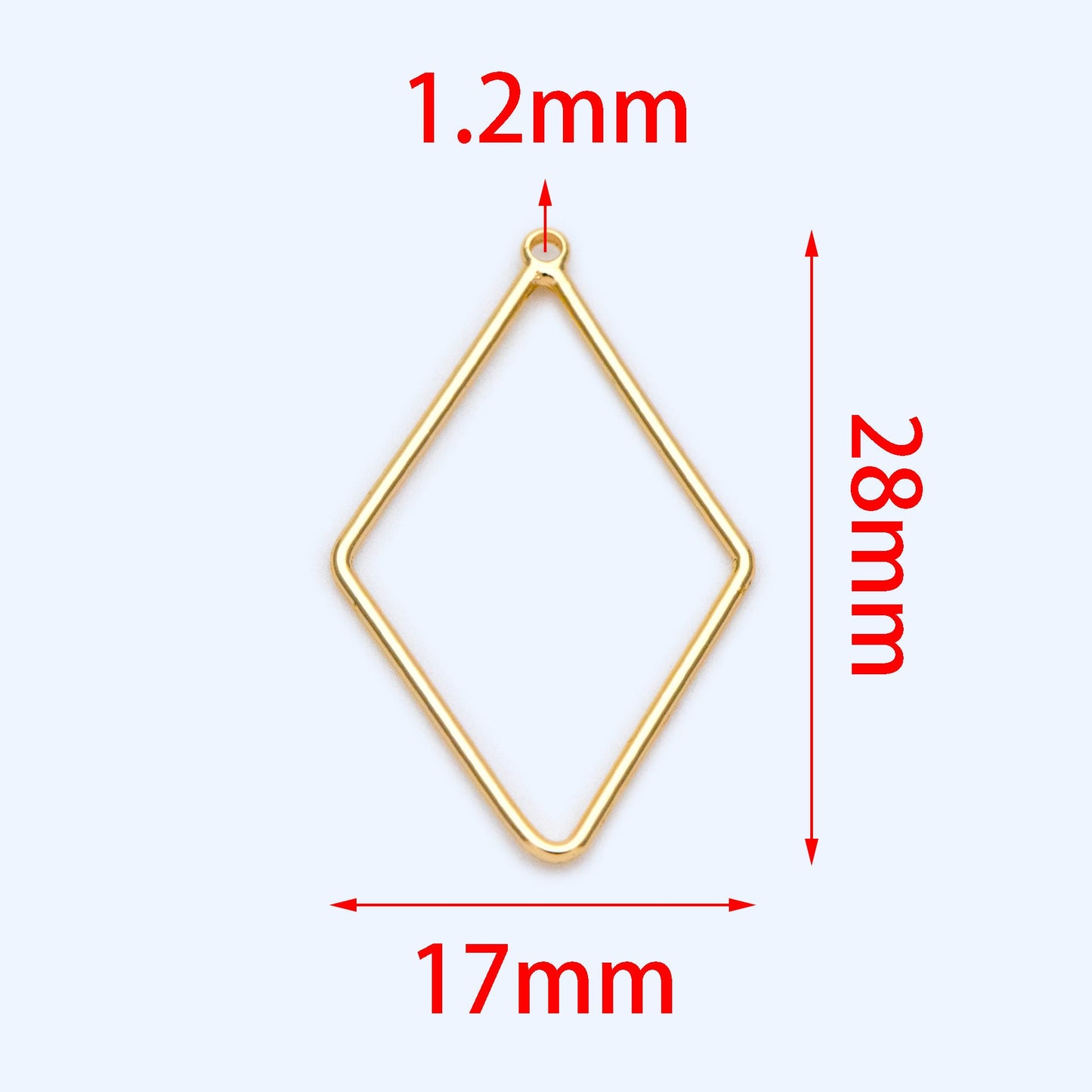 10pcs Gold Rhombus Link Charms 28x17mm, 18K Gold plated Brass, Geometric Diamond Hoop Pendants (GB-368-D)