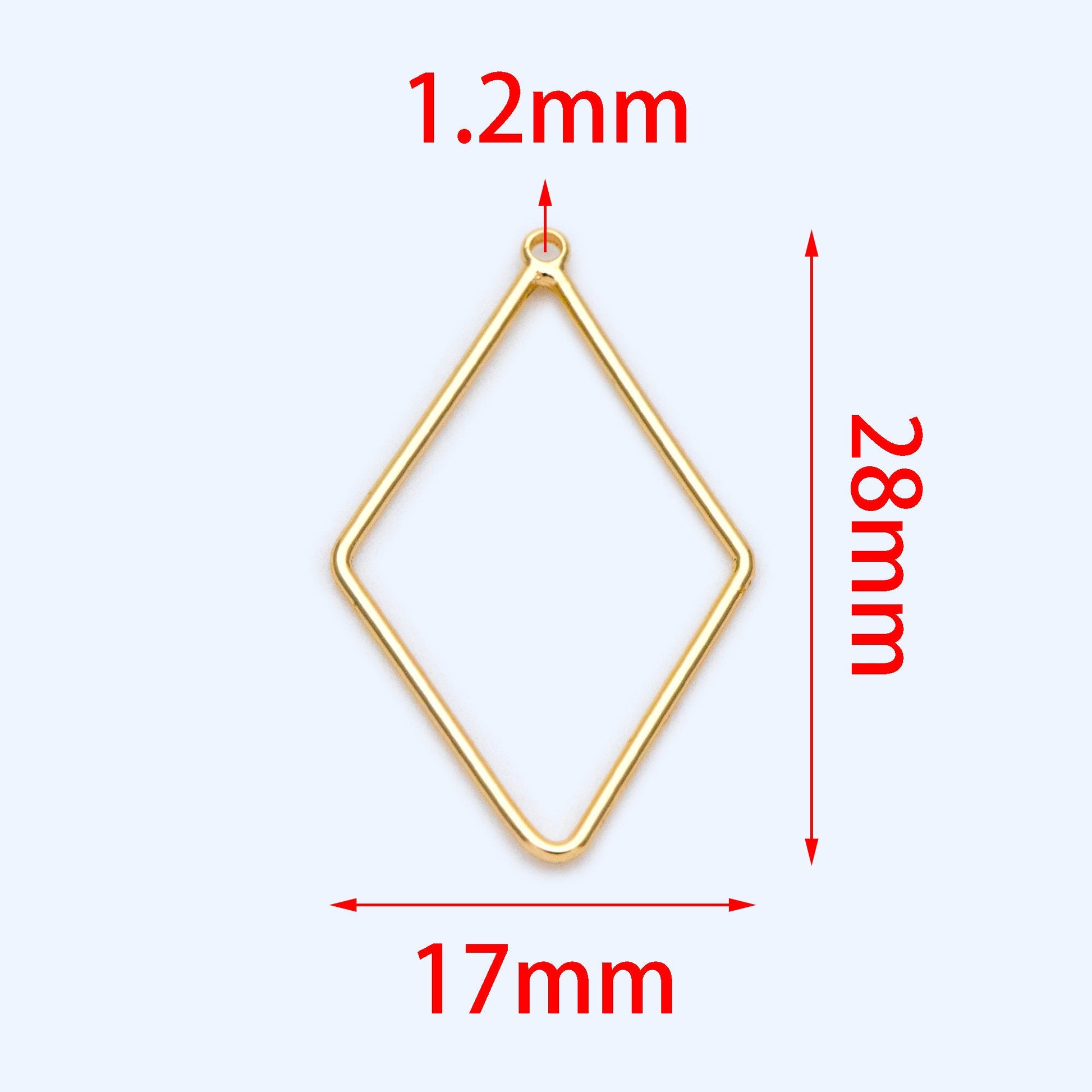 10pcs Gold Rhombus Link Charms 28x17mm, 18K Gold plated Brass, Geometric Diamond Hoop Pendants (GB-368-D)