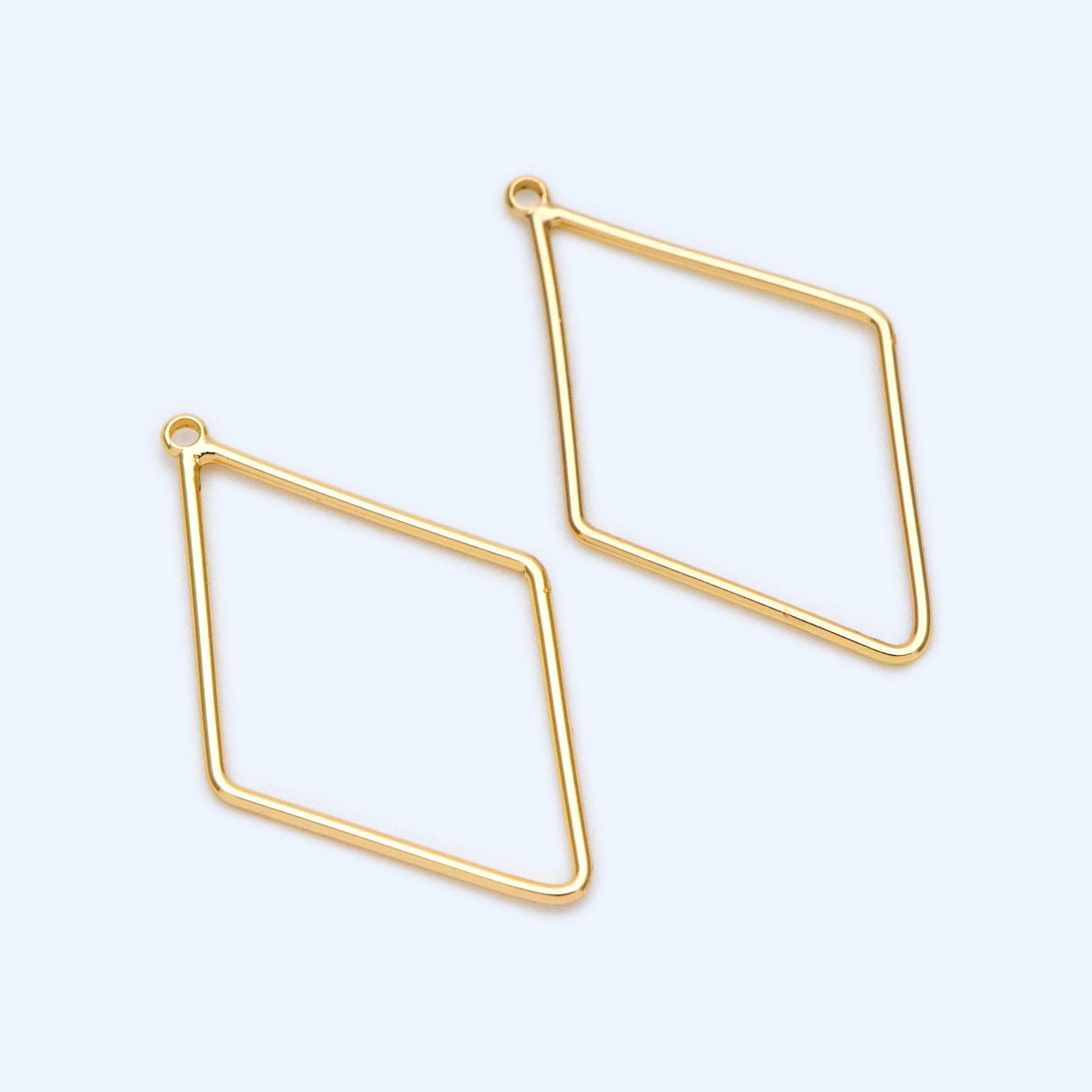 10pcs Gold Rhombus Link Charms 28x17mm, 18K Gold plated Brass, Geometric Diamond Hoop Pendants (GB-368-D)