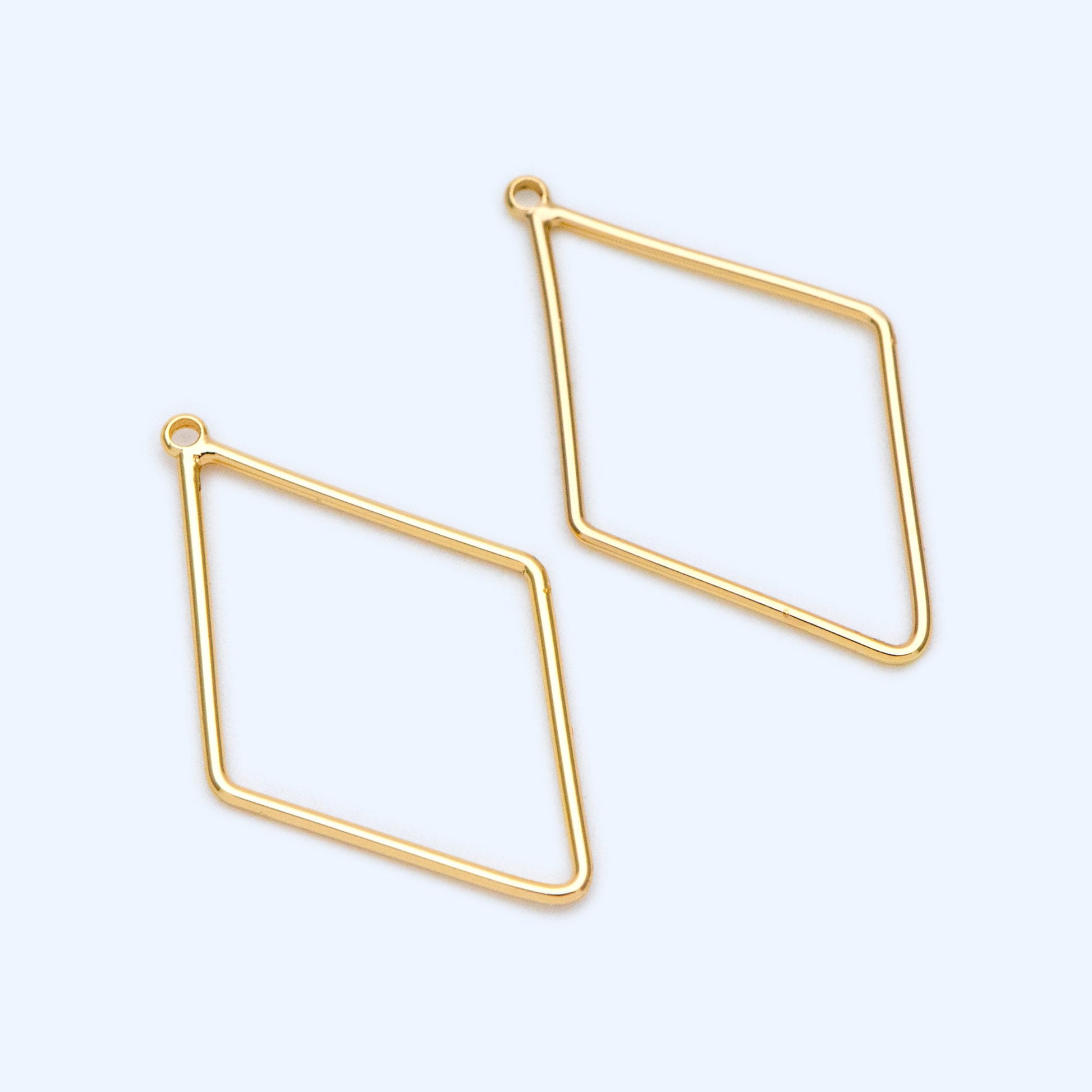 10pcs Gold Rhombus Link Charms 28x17mm, 18K Gold plated Brass, Geometric Diamond Hoop Pendants (GB-368-D)