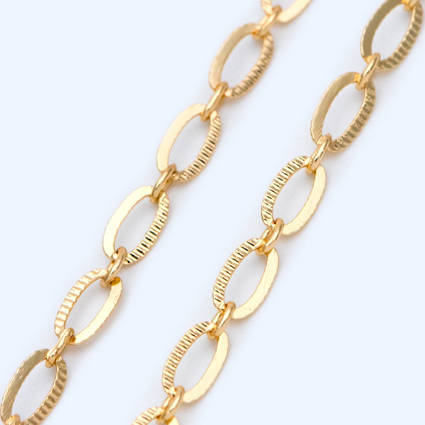 Flat Oval Cable Chains 3.7x6mm, 18K Gold plated on Brass, Craft DIY Jewelry Chain Wholesale (#LK-359)/ 1 Meter=3.3 ft