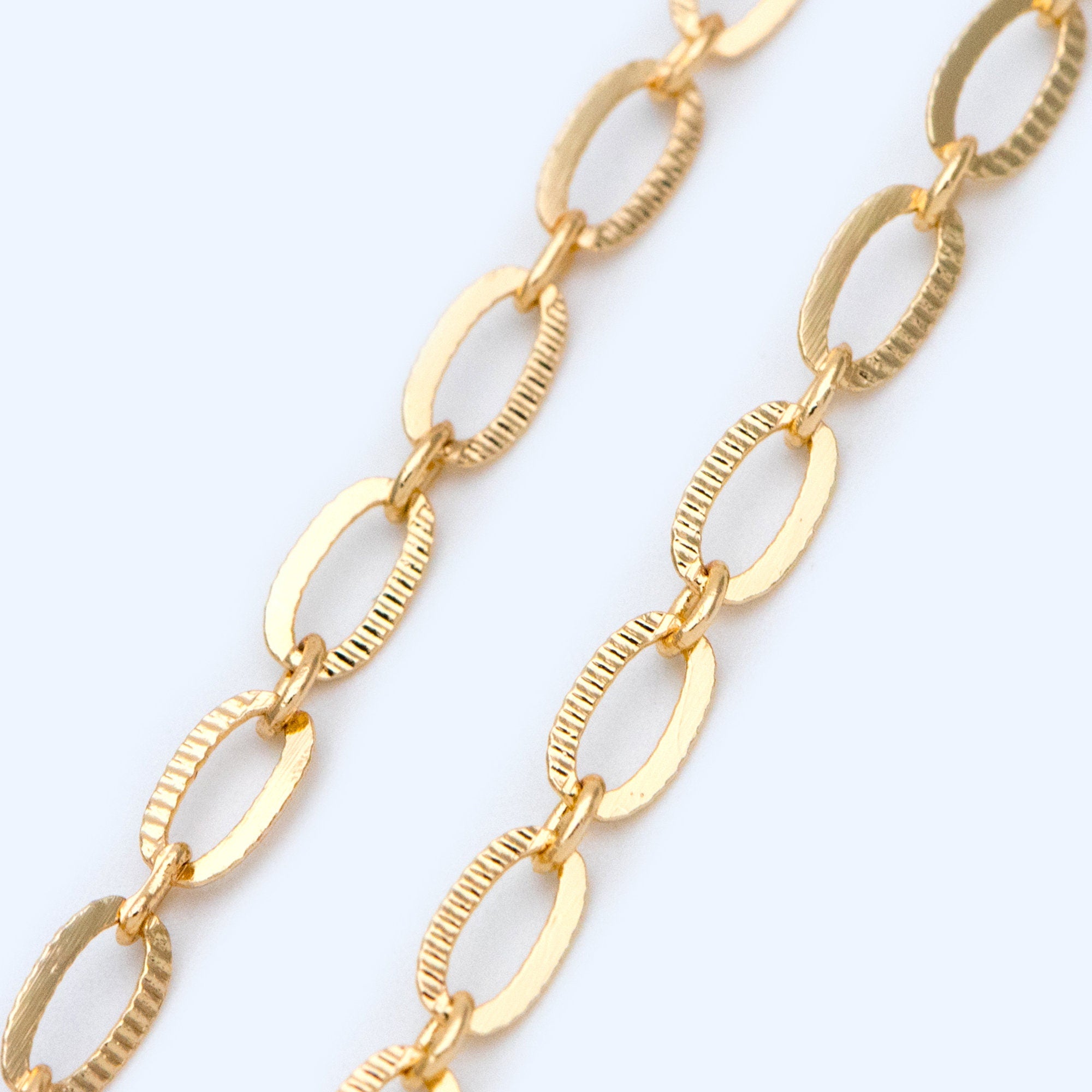 Flat Oval Cable Chains 3.7x6mm, 18K Gold plated on Brass, Craft DIY Jewelry Chain Wholesale (#LK-359)/ 1 Meter=3.3 ft