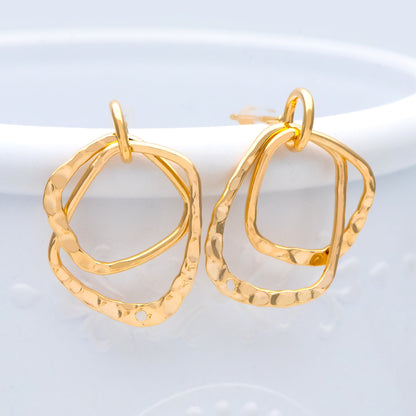 10pcs Hammered Ear Posts, 18K Gold/ Rhodium plated Brass, Geometric Hoop Stud Earring Findings (GB-1260)